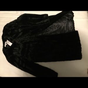Long Sleeve Faux Fur Black Jacket